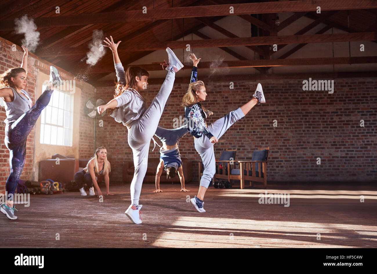Young hip hop dancers with powder dancing in studio Stock Photo - Alamy