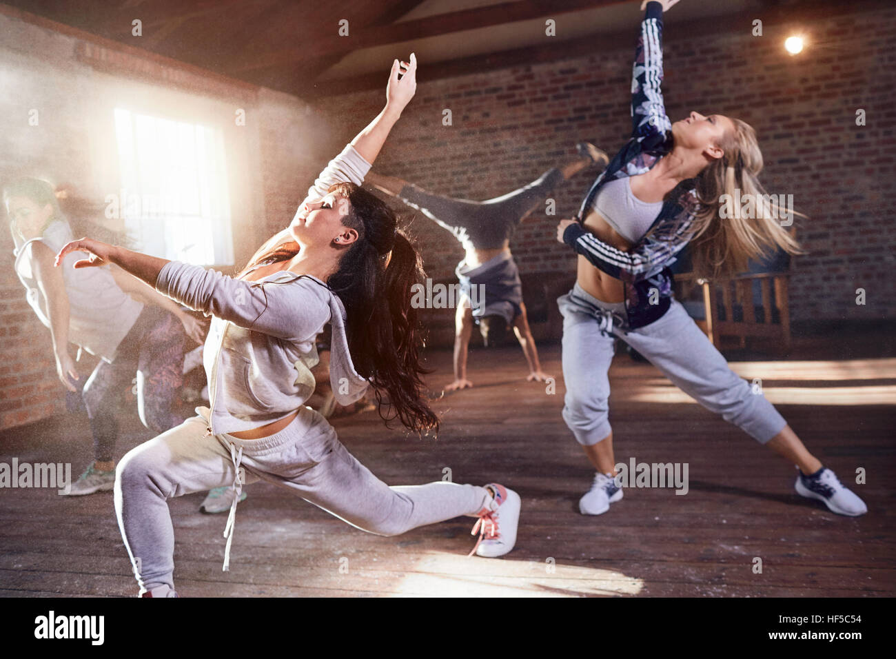 Young hip hop dancers with powder dancing in studio Stock Photo
