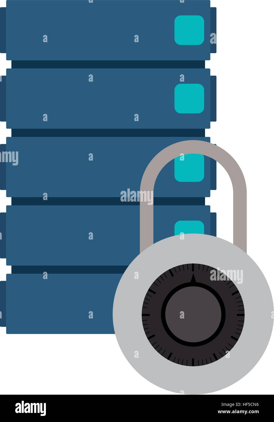 Web hosting and padlock icon. Data center base and security theme ...