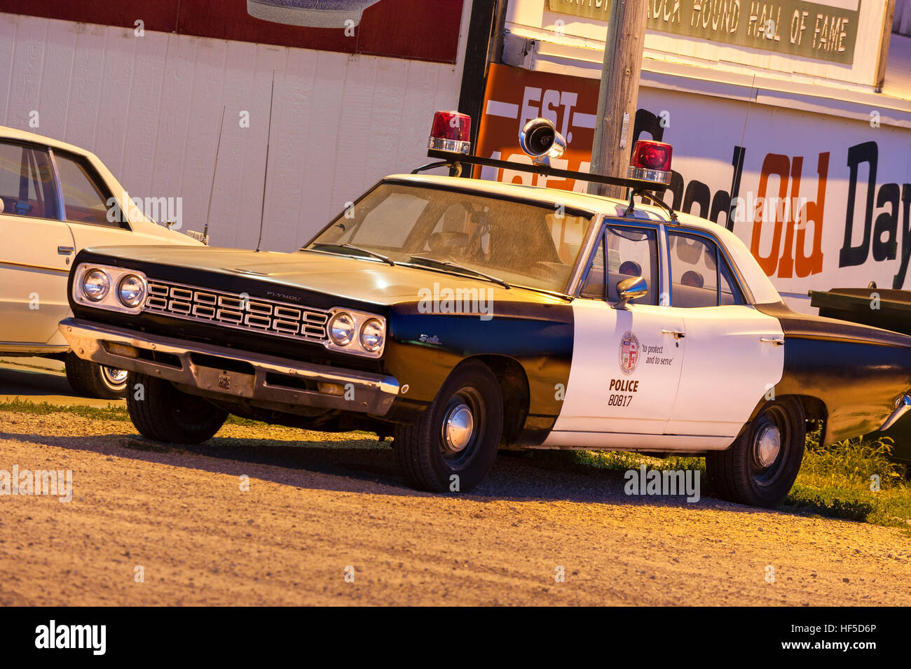 American police car, patrol car, squad car, police cruiser.  Vintage 1968 Plymouth Satellite police package car. Stock Photo