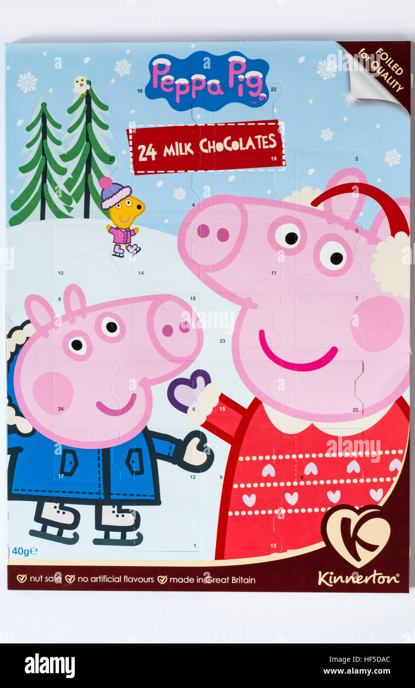 Kinnerton milk chocolate Peppa Pig advent calendar isolated on