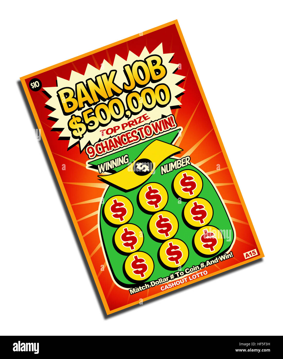 Scratch Off and Win Lottery Ticket Isolated on White Background. Stock Photo