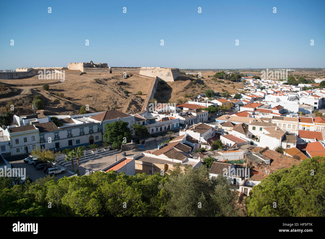 The Forte Sao Sebastiao in the town of Castro Marim at the east Algarve in the south of Portugal in Europe. Stock Photo