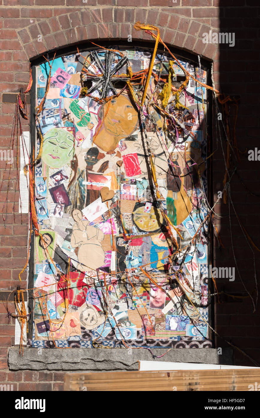 Collage outside The Vermont Center For Photography in Brattleboro, Vermont. Stock Photo