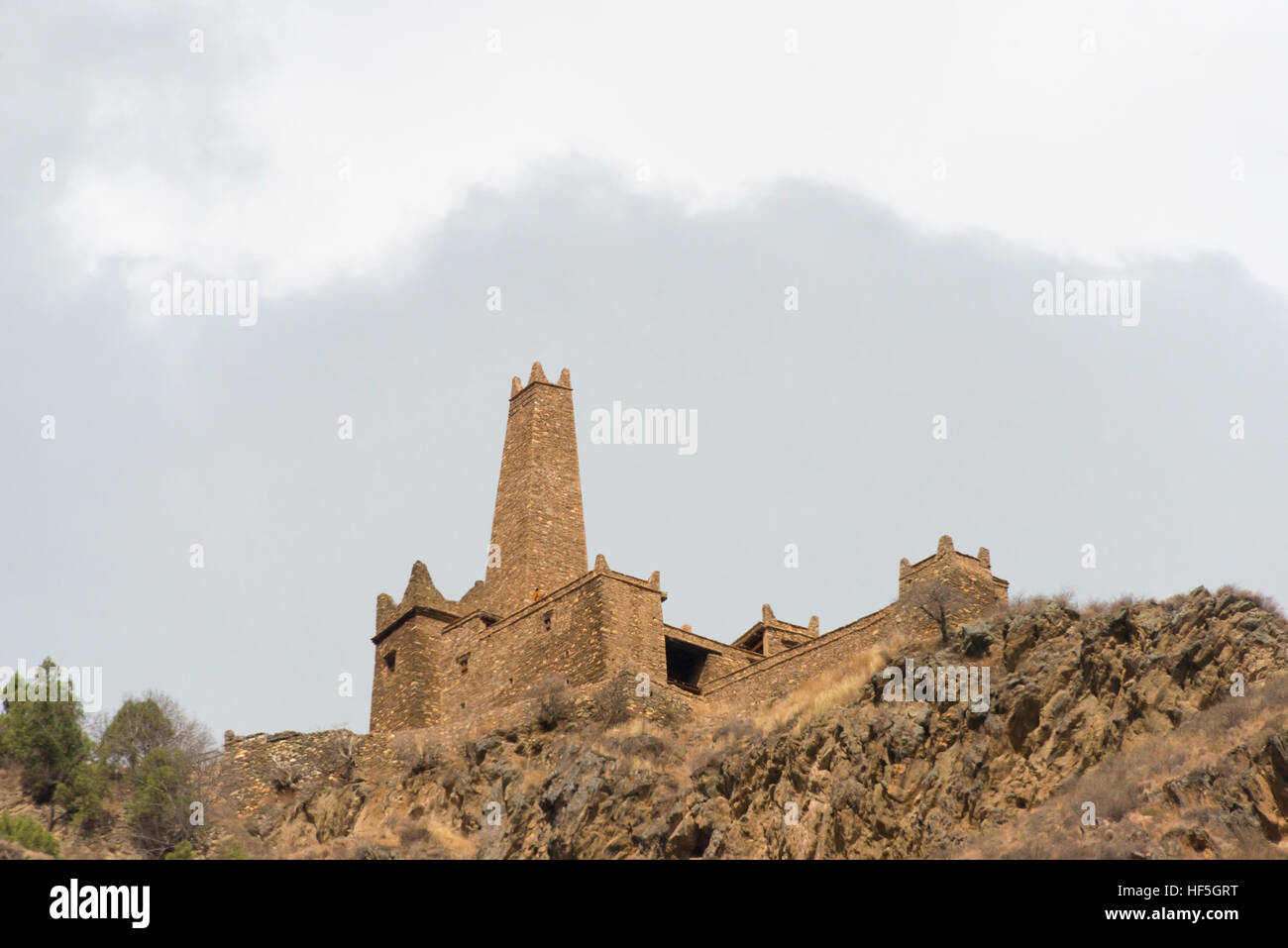 Castle ruins in the mountain, Danba, Sichuan Province, China Stock Photo