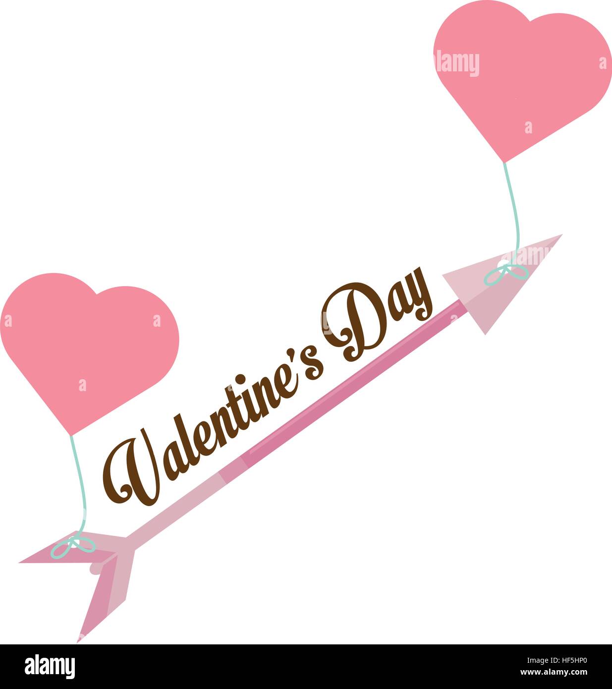 happy valentines day card arrow hanging hearts vector illustration eps ...
