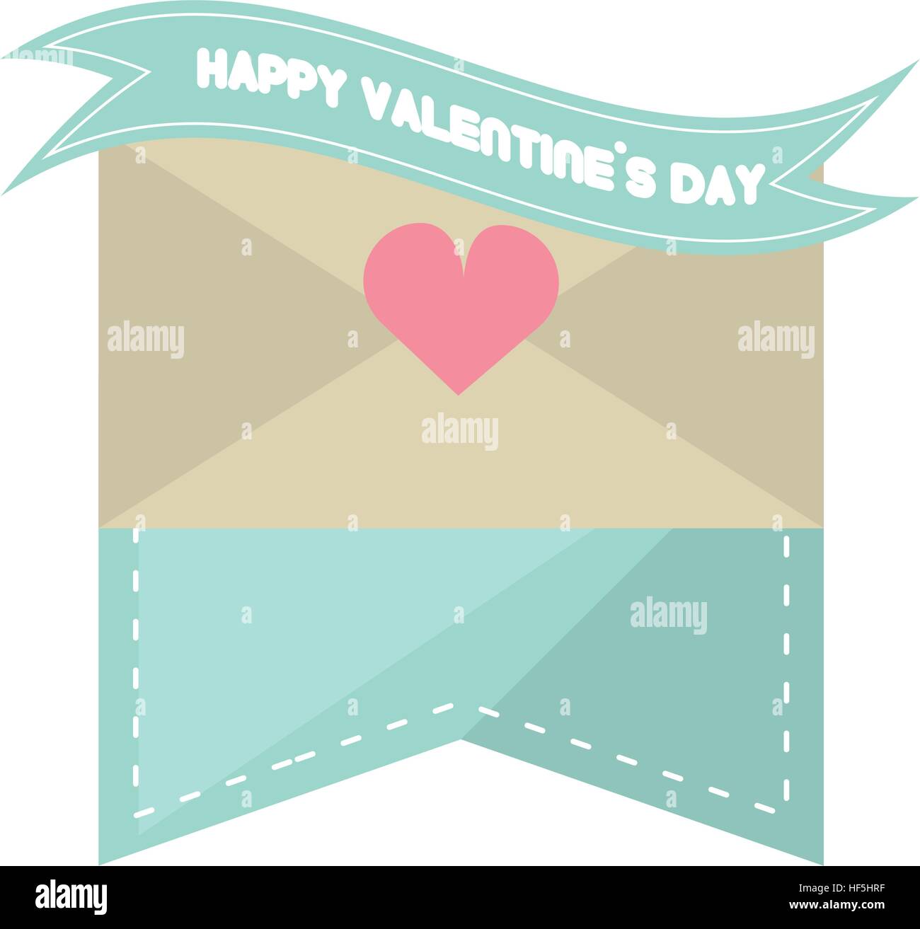 happy valentines day card envelope blue ribbon heart vector ...