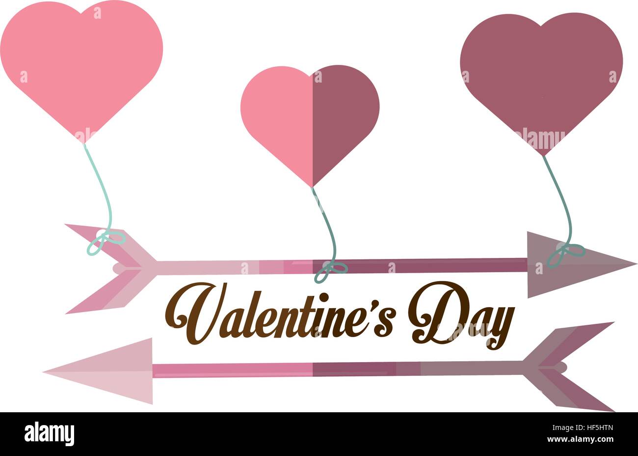 happy valentines day card arrow hanging hearts shadow vector ...