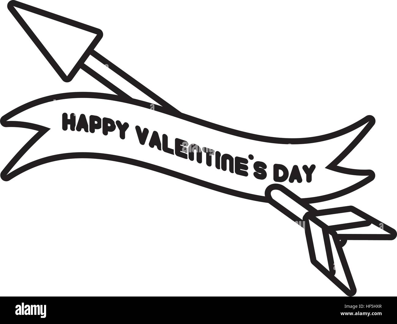 happy valentines day card heart arrow outline vector illustration eps ...