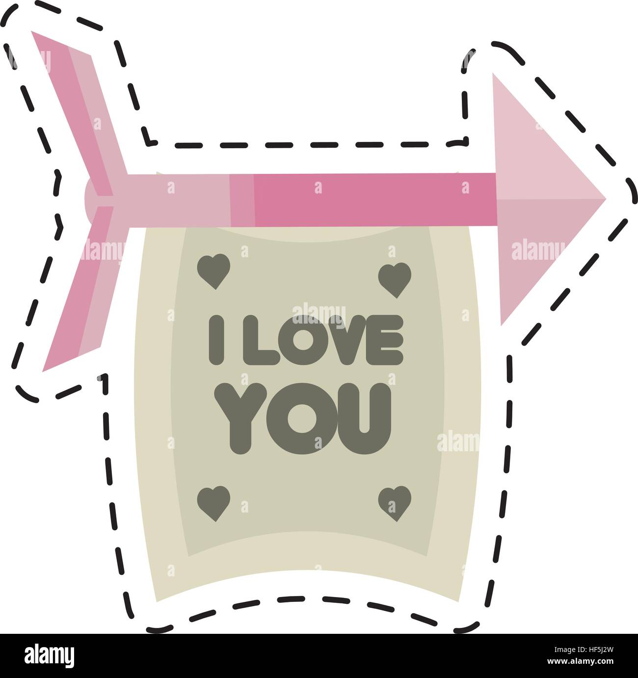 happy valentines day card arrows with banner cut line vector ...