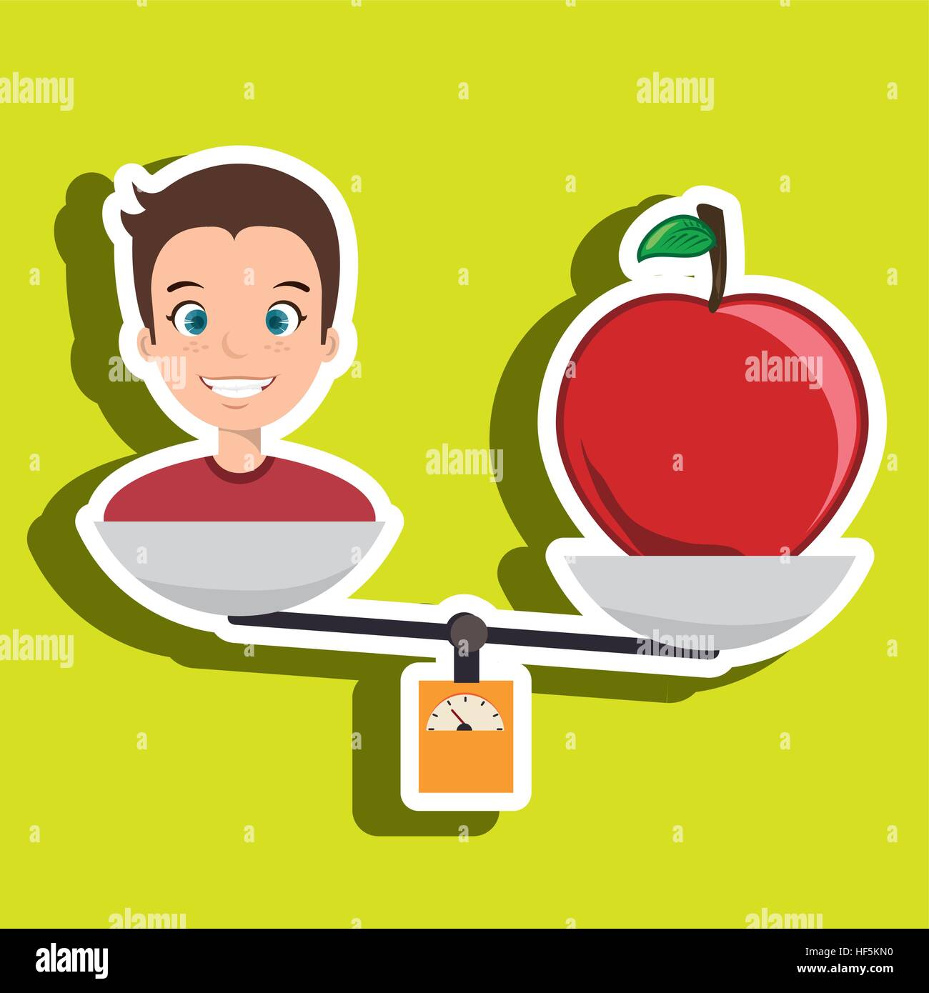 man cartoon fruit apple balance vectorillustration eps 10 Stock Vector ...