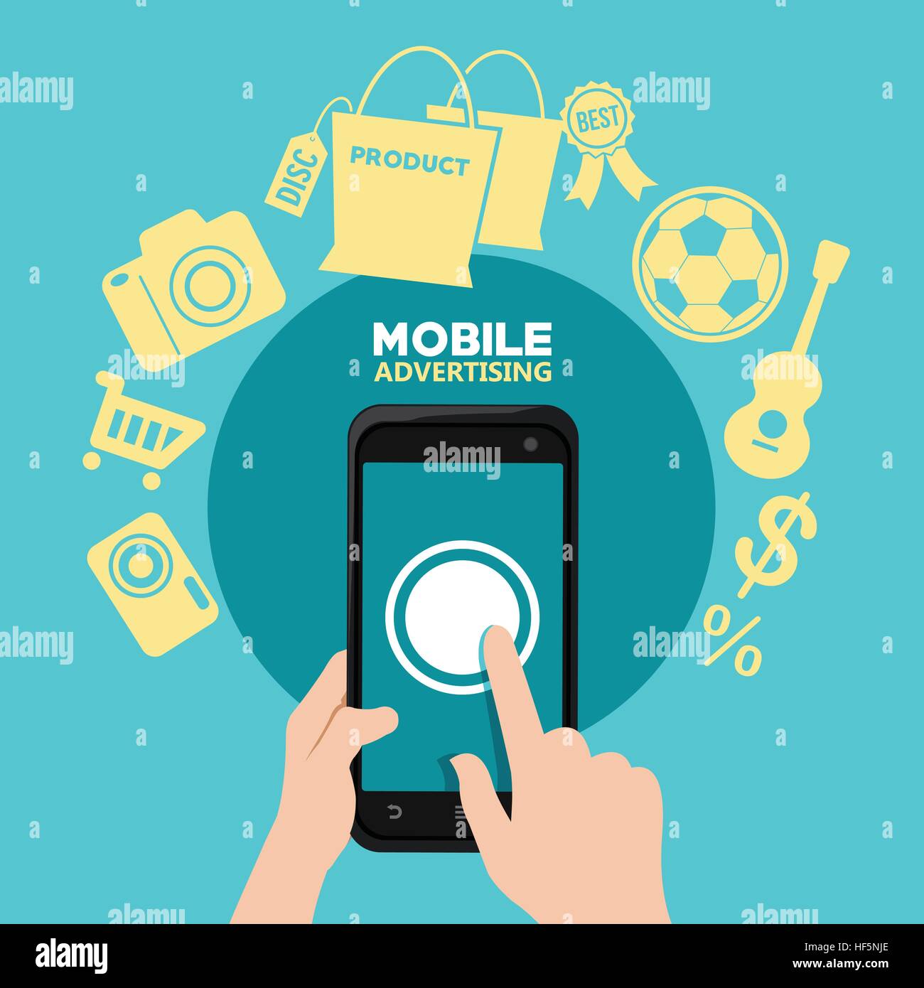 mobile ads advertising phone click digital Stock Vector