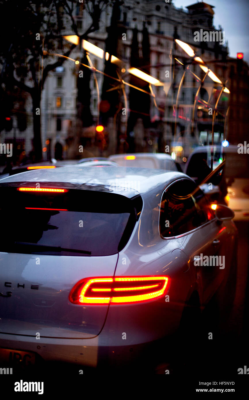 Early evening traffic, Barcelona, Spain. Stock Photo