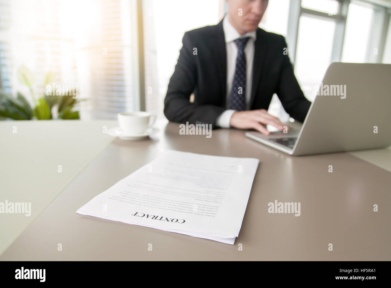 Close up of a contract on the office desk Stock Photo