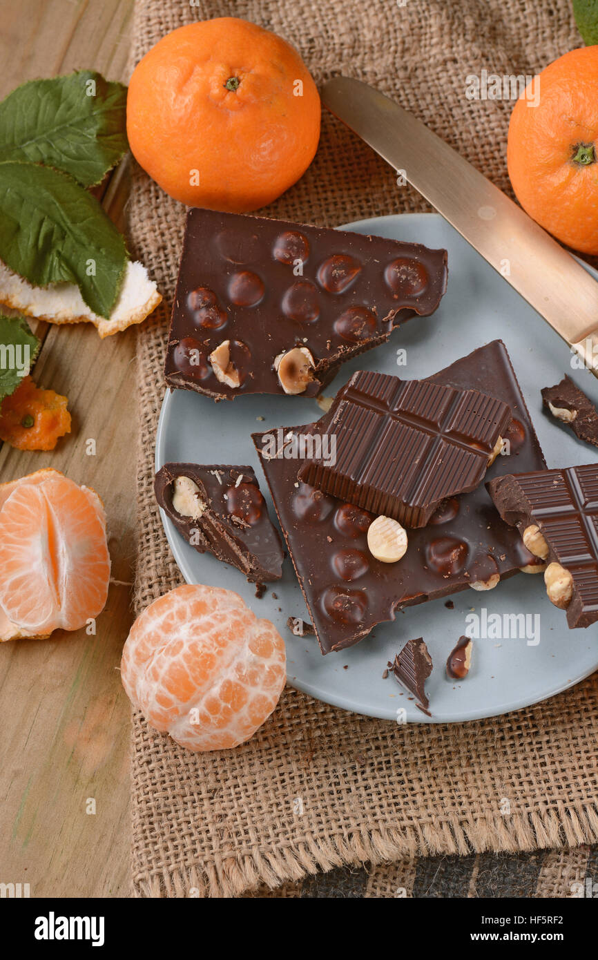 hazelnut chocolate flavored with mandarin Stock Photo Alamy