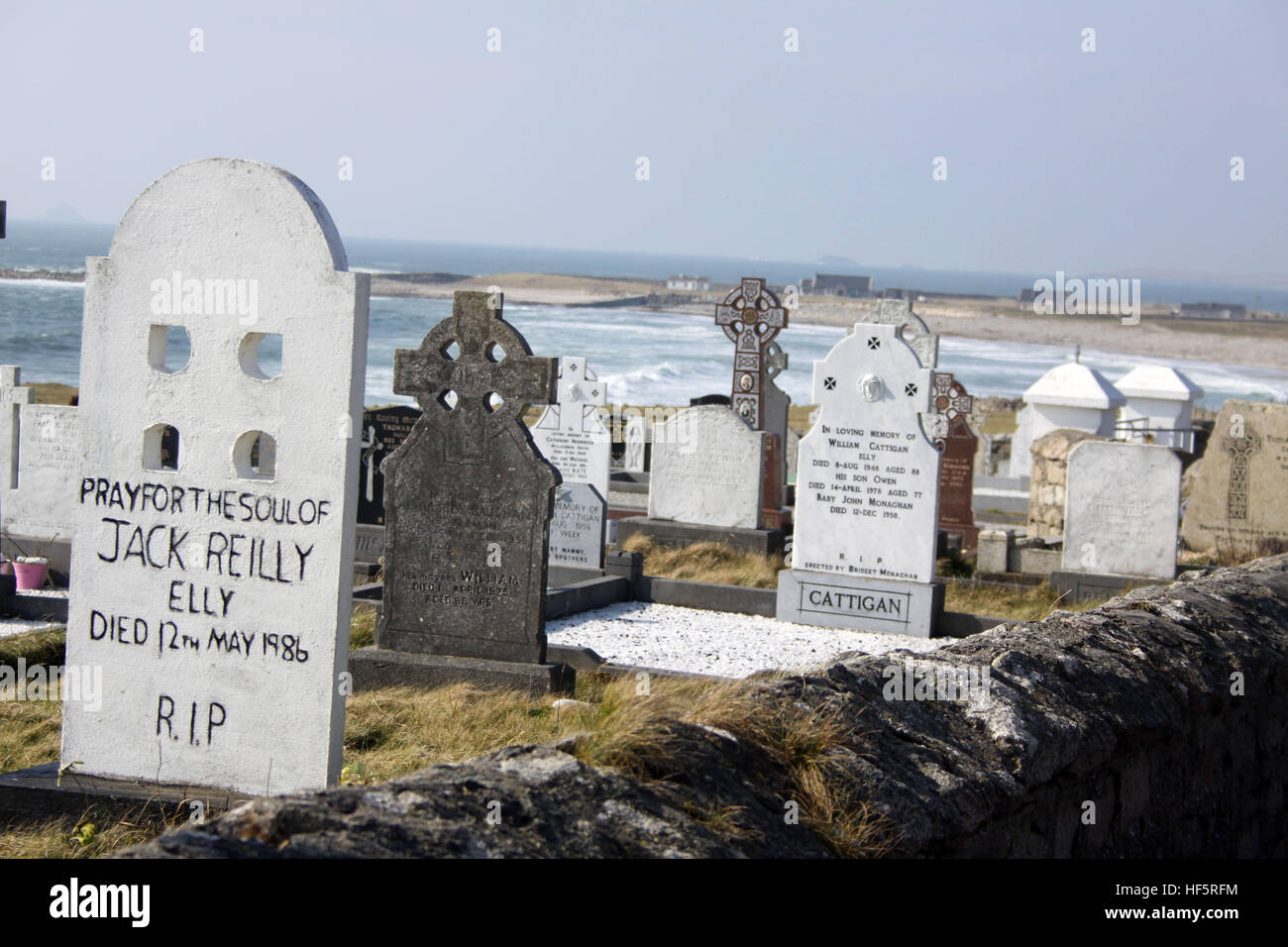 Jack Reilly tombstone Achill Graveyard County Mayo Ireland Stock Photo