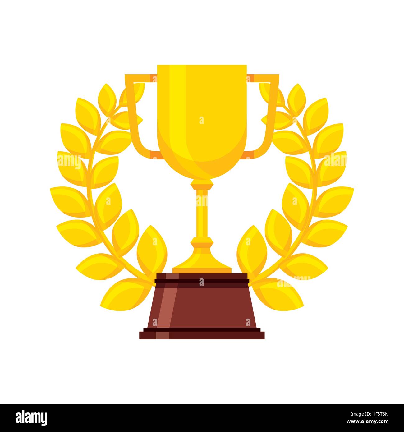 gold trophy and wreath of leaves icon over white background. colorful ...