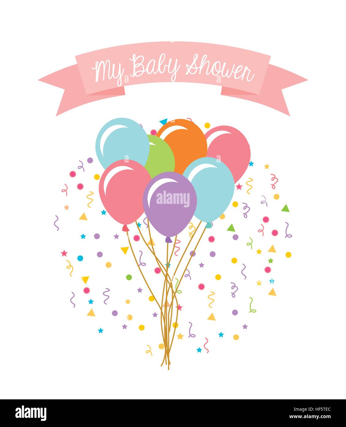 baby shower card with colorful balloons icon over white background ...