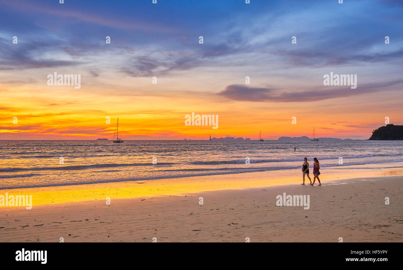 Beach at Ko Lanta Island at sunset, Krabi Province, Thailand Stock Photo