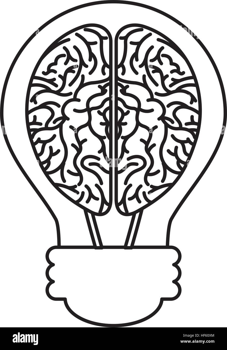 human brain organ with bulb isolated icon vector illustration design ...