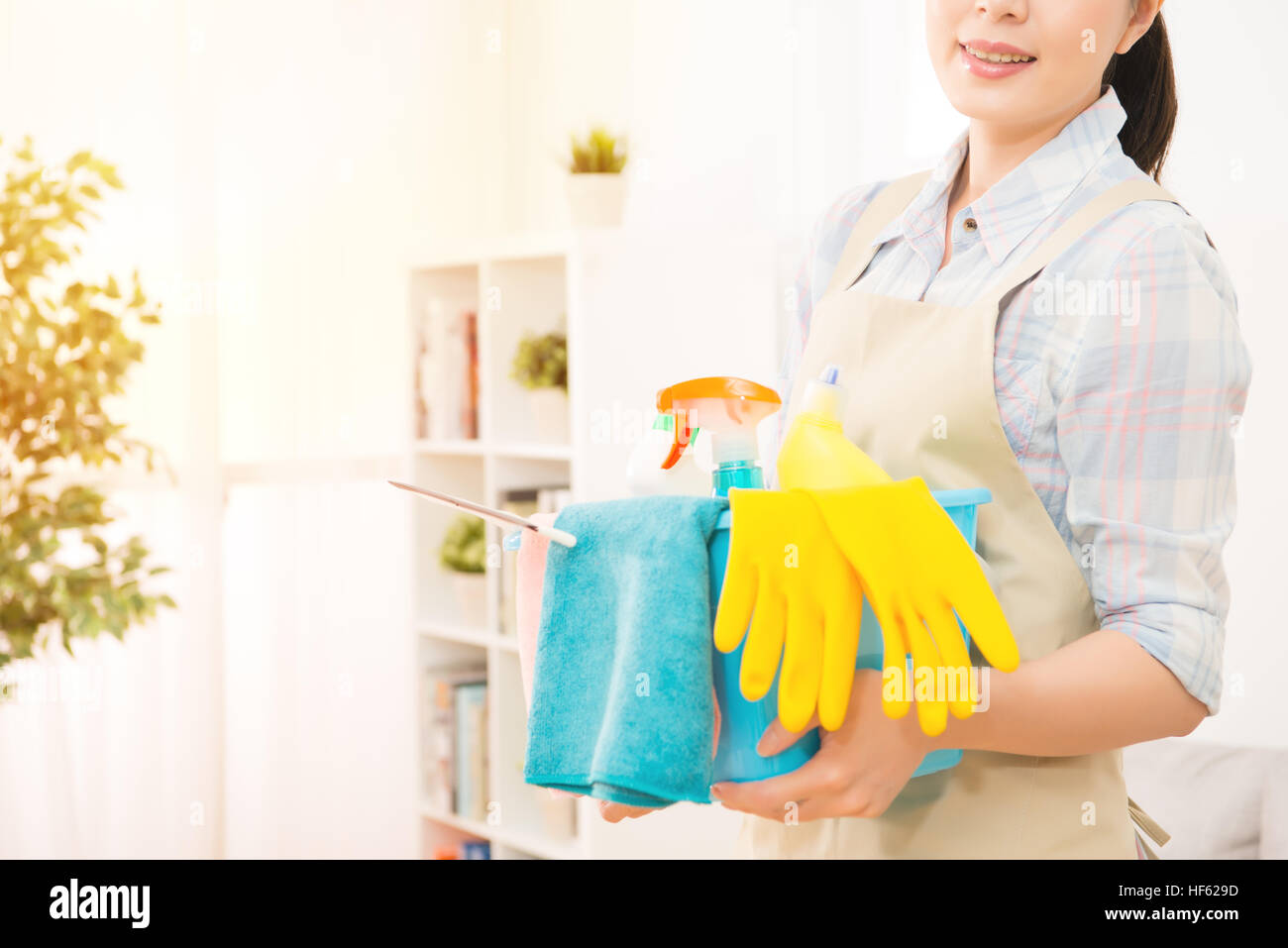 Smiling Housekeeper with Mop and Bucket Tote Bag by CSA Images - Pixels