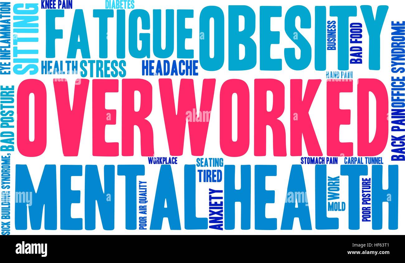 Overworked word cloud on a white background Stock Vector Image & Art ...