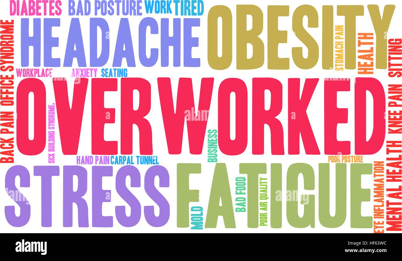 Overworked word cloud on a white background Stock Vector Image & Art ...
