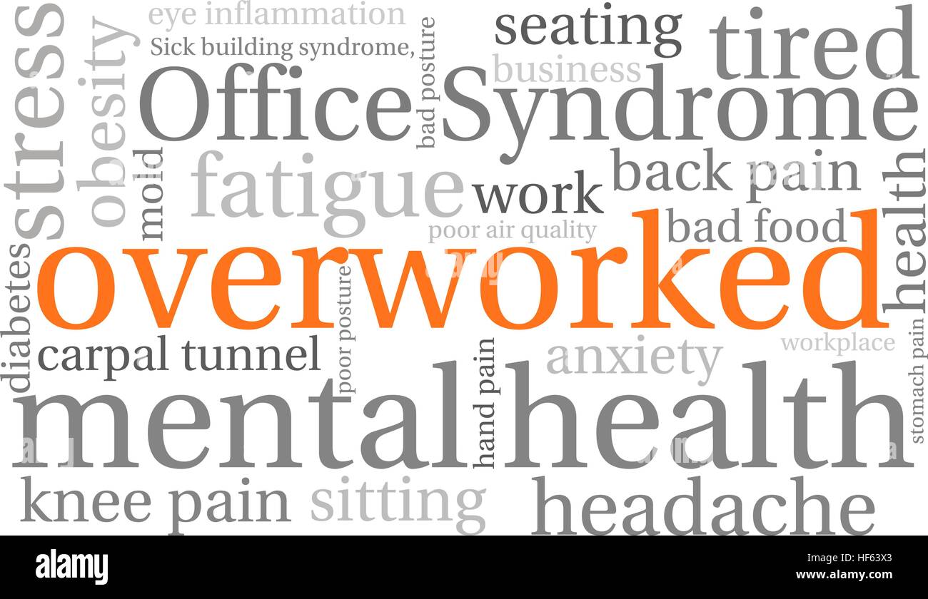 Overworked word cloud on a white background Stock Vector Image & Art ...