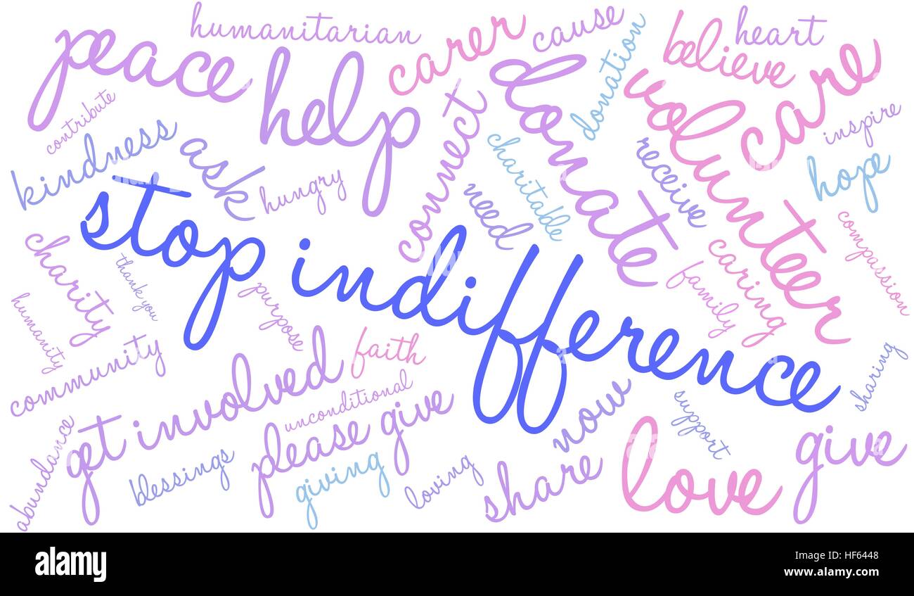 Stop Indifference word cloud on a white background Stock Vector Image