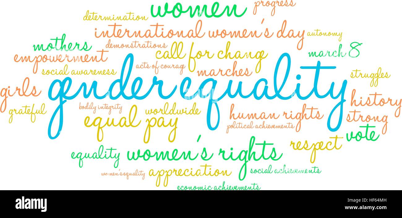 Gender Equality word cloud on a white background. Stock Vector