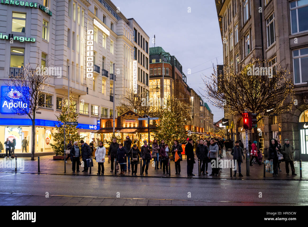 Steinstrase, the main thoroughfare in the Old Town, Hamburg, Germany