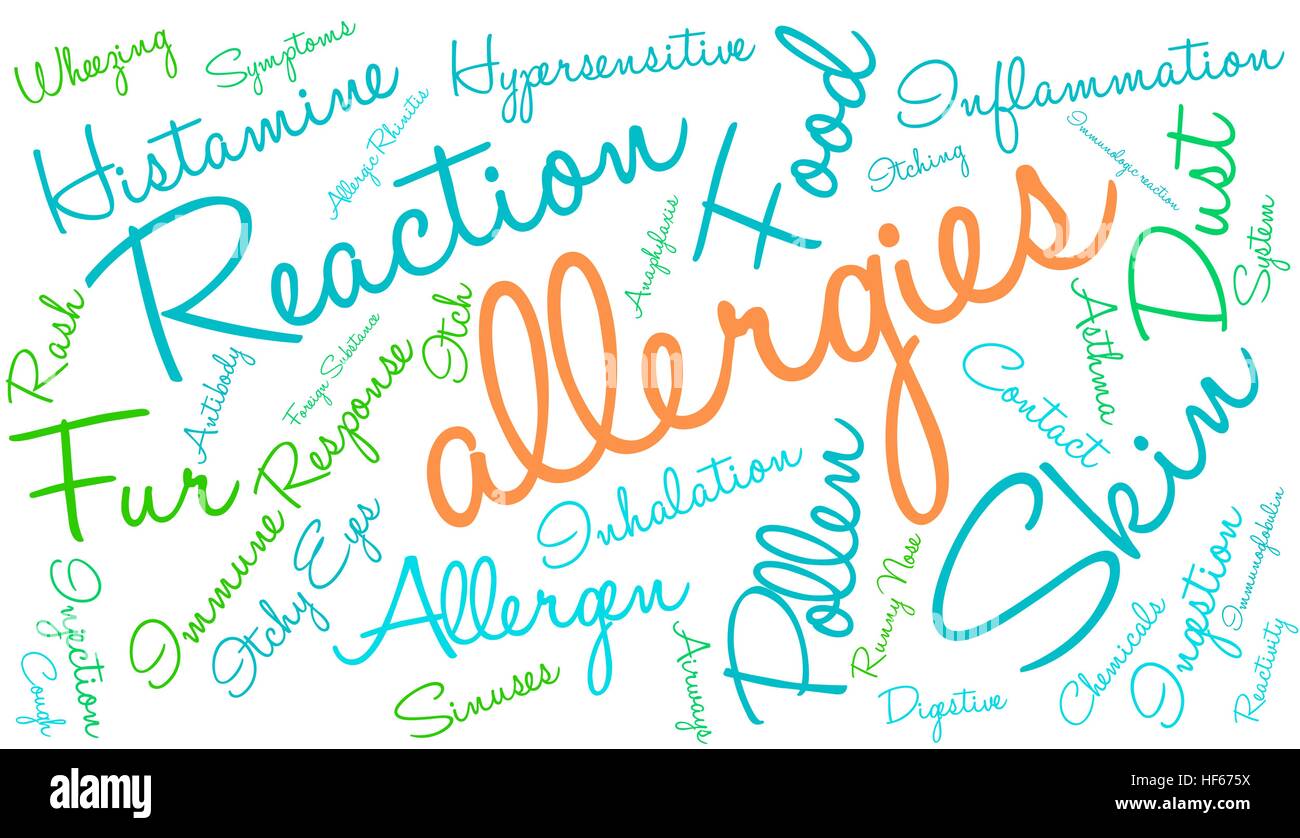 Allergies word cloud on a white background Stock Vector Image & Art - Alamy