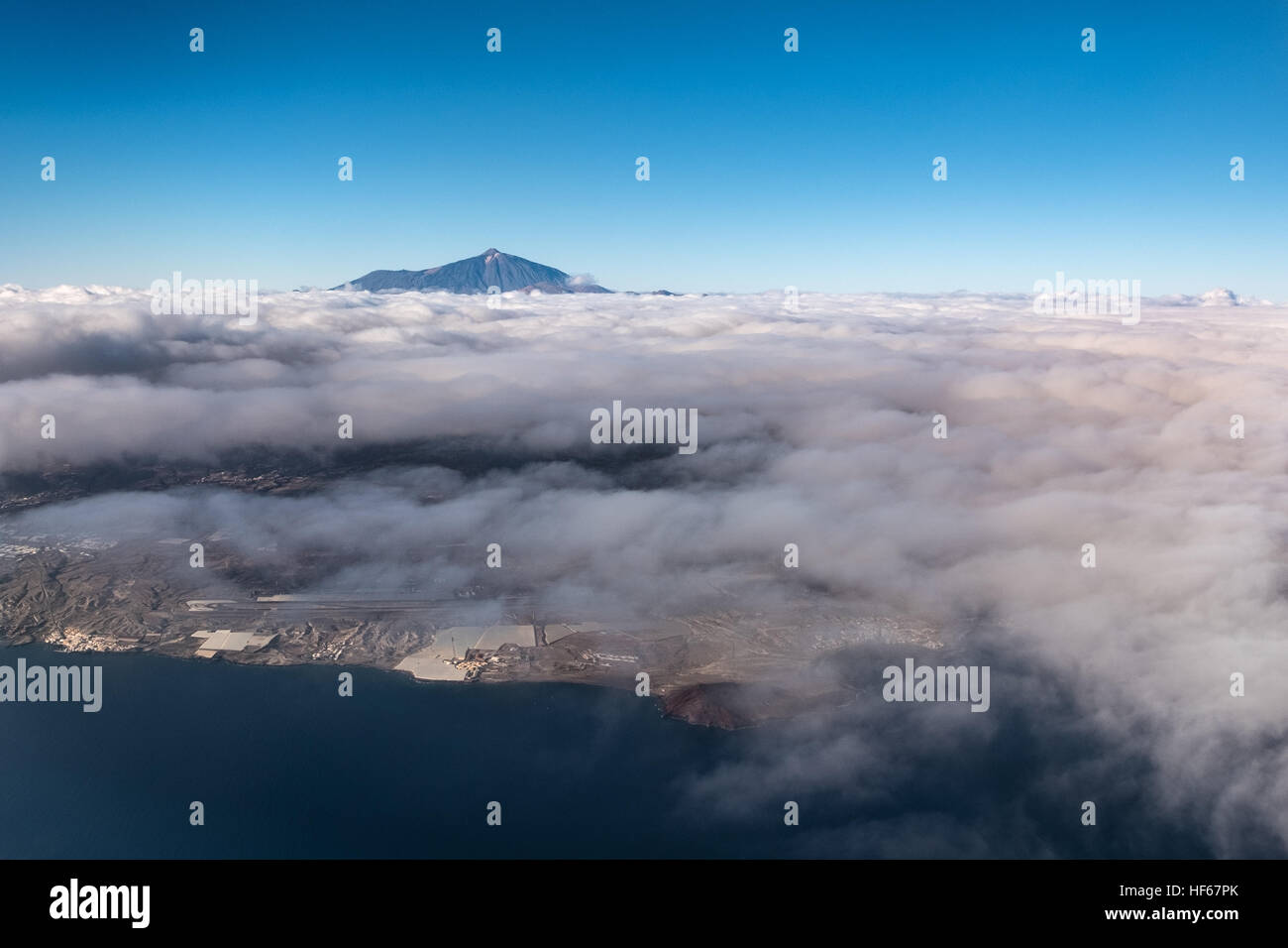 mountain summit above clouds, Pico del Teide, Tenerife Stock Photo