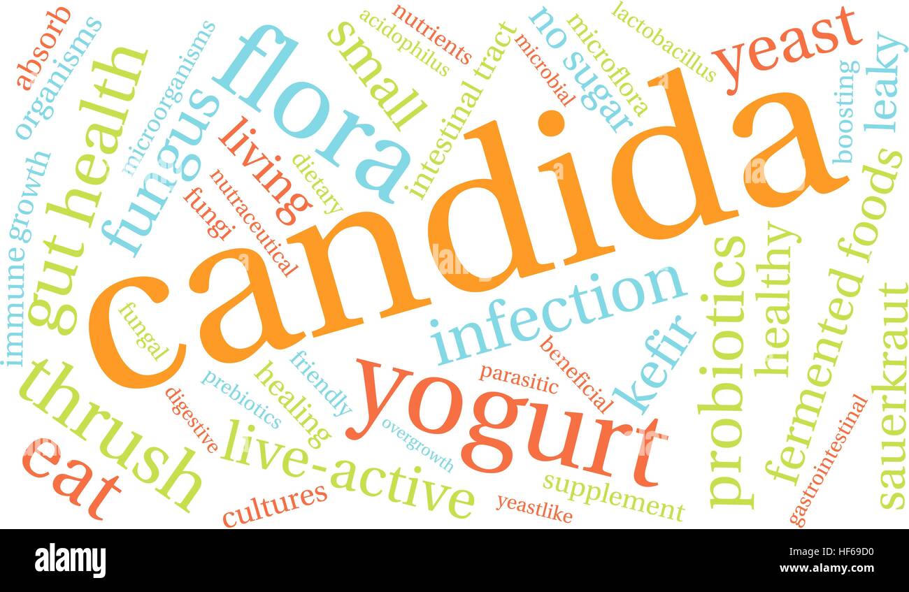 Candida word cloud on a white background. Stock Vector