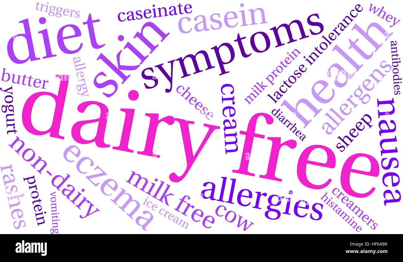 Dairy Free word cloud on a white background. Stock Vector