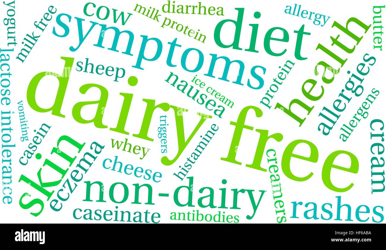 Dairy Free word cloud on a white background. Stock Vector