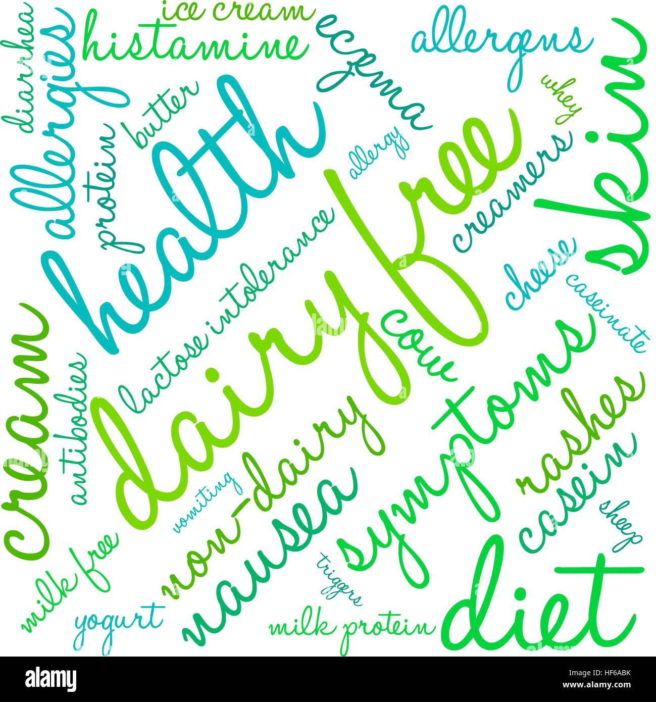 Dairy Free word cloud on a white background. Stock Vector