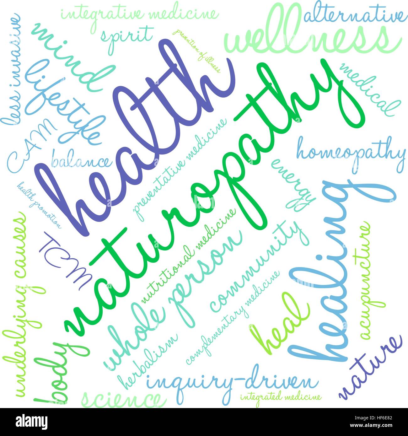 Naturopathy word cloud on a white background. Stock Vector