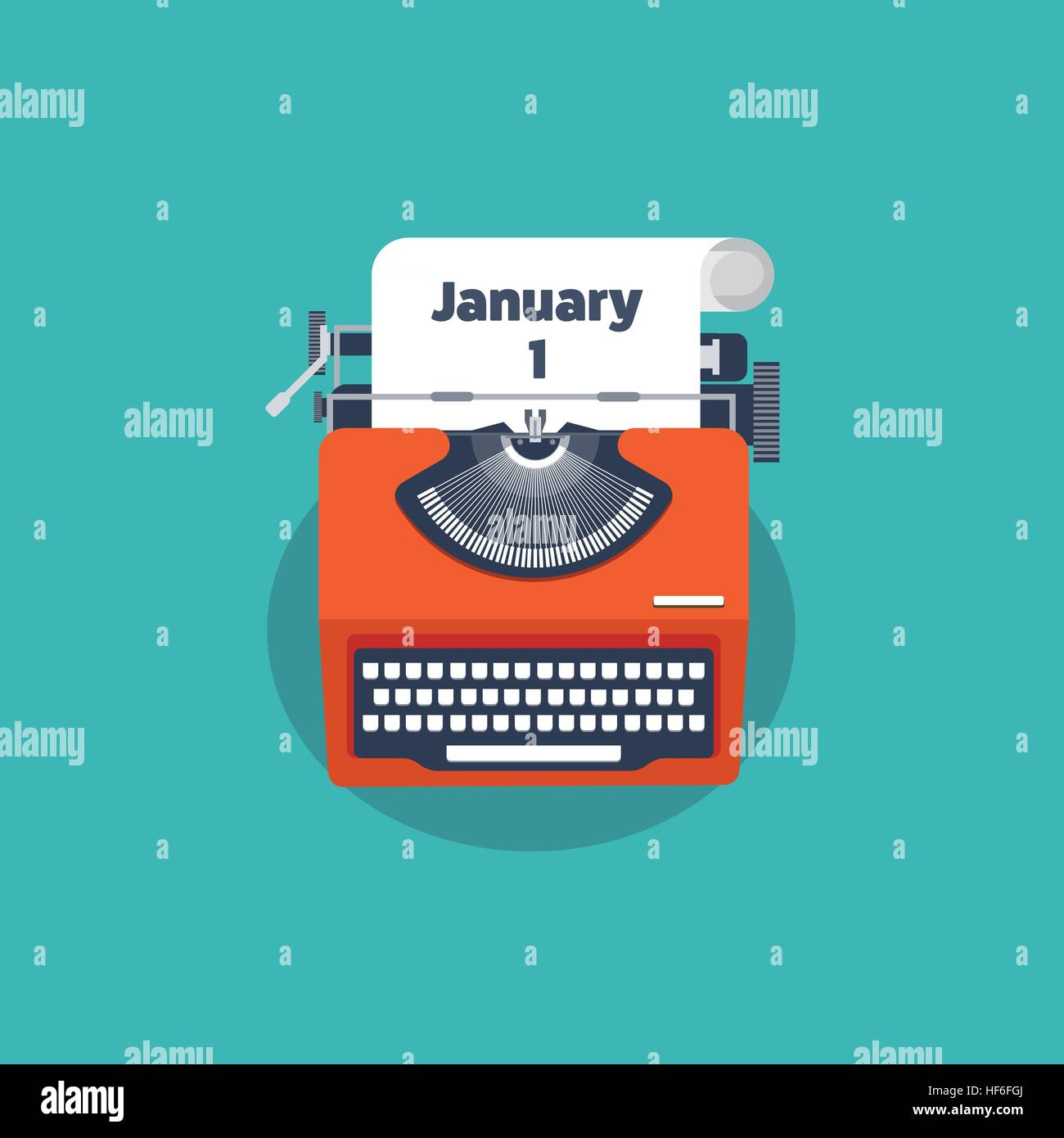 Typewriter in a flat style. Christmas wish list. Letter to Santa. New year. 2017. December holidays. January 1. Stock Vector