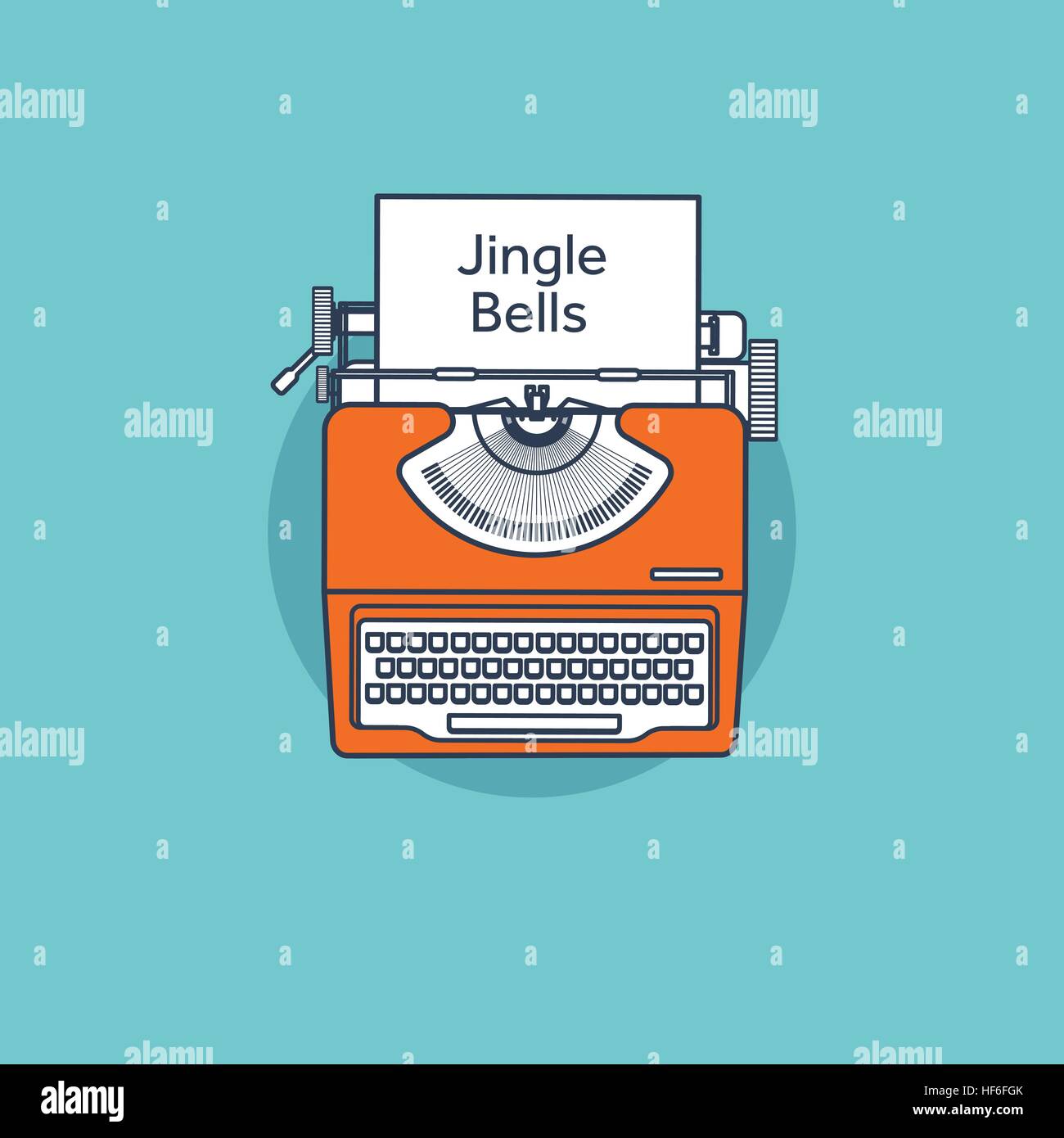 Typewriter in a flat style. Christmas wish list. Letter to Santa. New year. 2017. December holidays. Jingle Bells Stock Vector