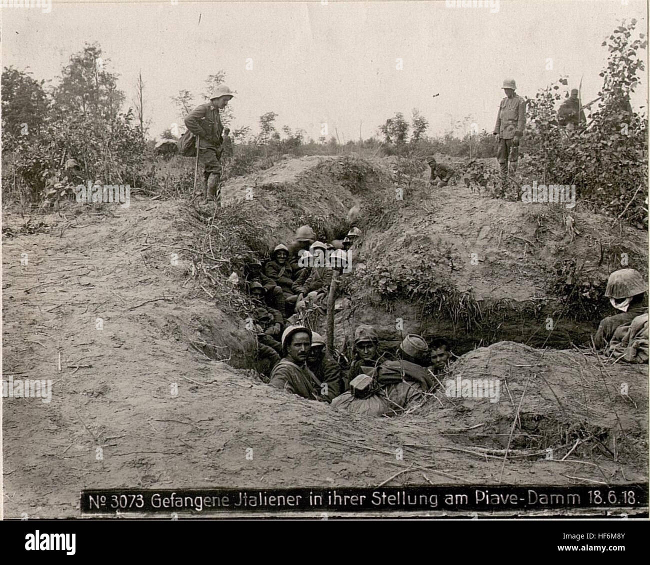 Italian prisoners of war in their position at the Piave Dam, June 18 ...