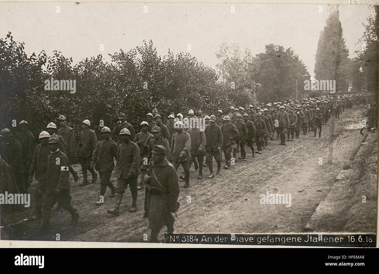 Captured Italian soldiers at the Piave River on June 16, 1918, during ...