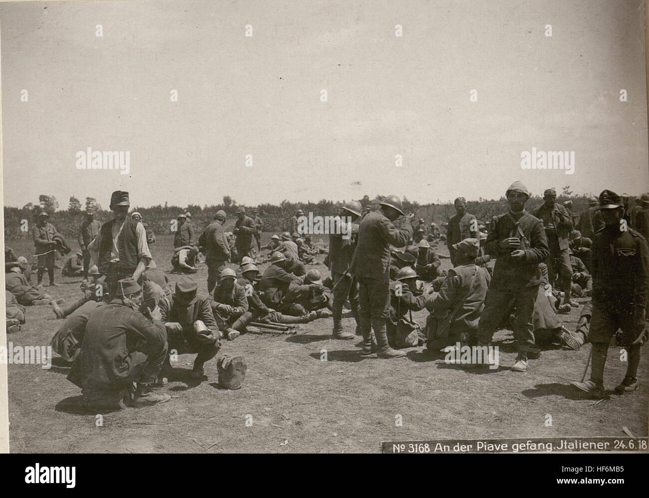 Italian prisoners captured at the Piave River on June 24, 1918, during ...