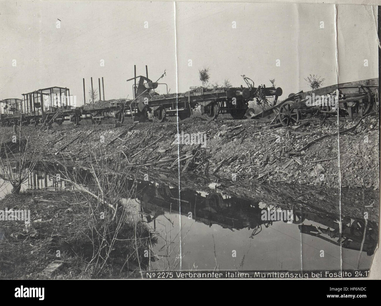 Burned Italian munitions train at Fosalto, November 24, 1917, WWI ...