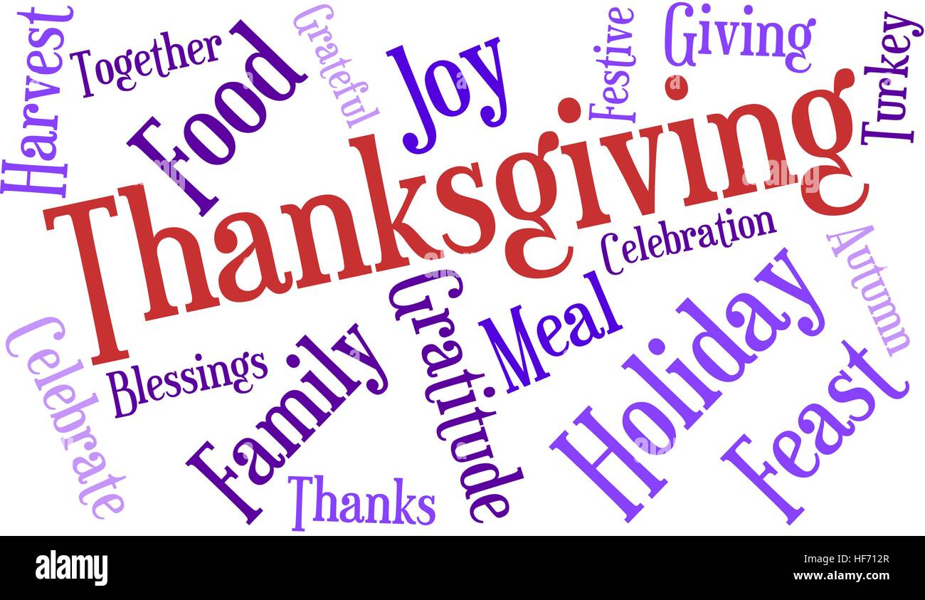 Thanksgiving word cloud on a white background. Stock Vector