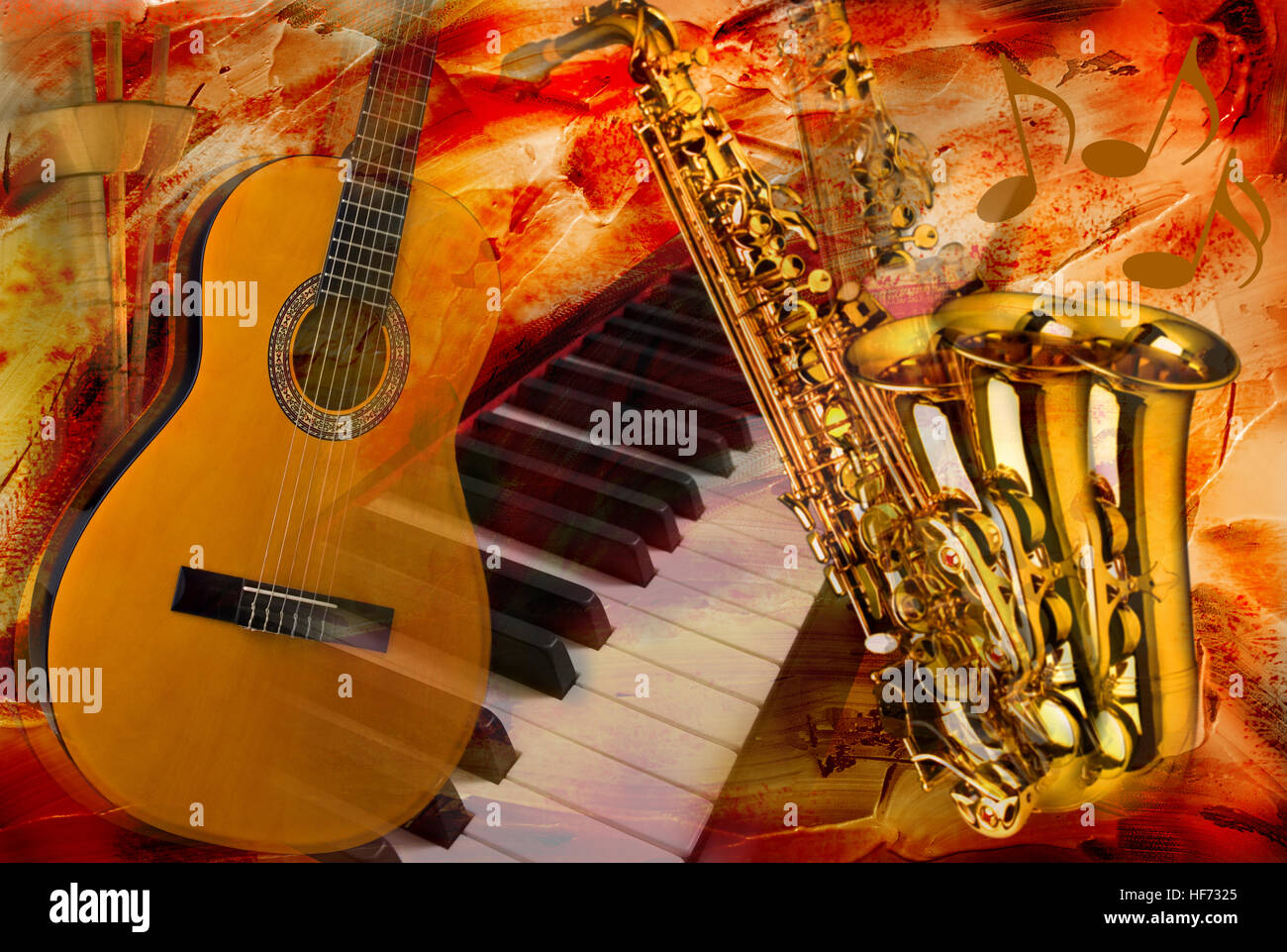 Musical Instruments Collage High Resolution Stock Photography and
