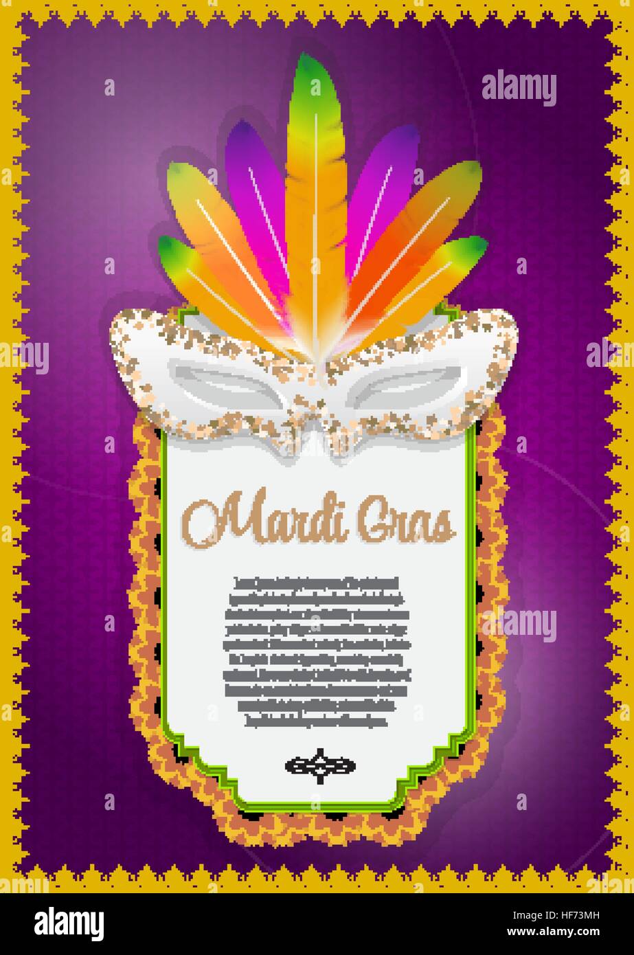 Premium Vector  Mardi gras. feathers with beads on a white background