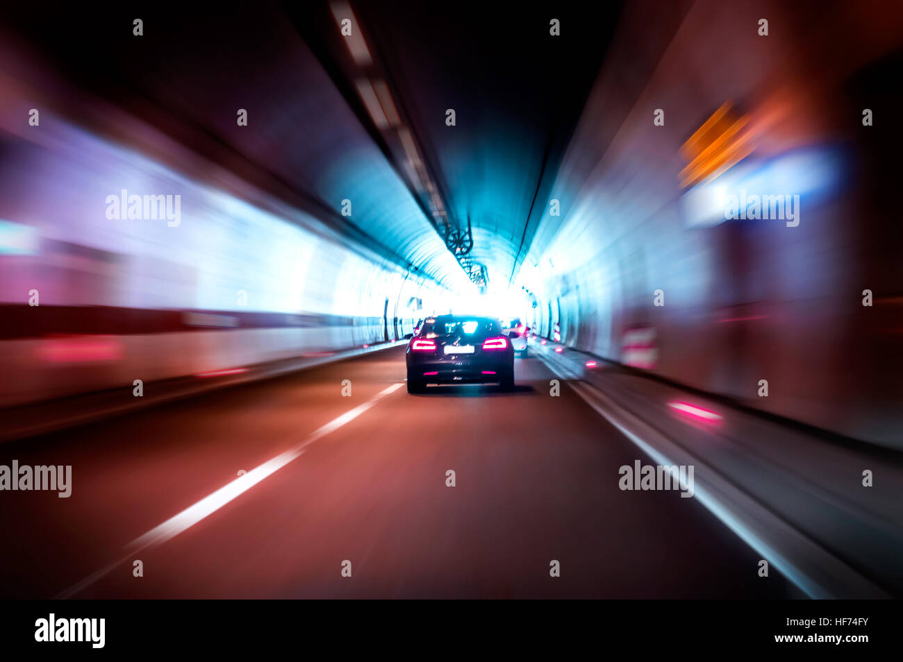 Conception of fast exciting car driving. Stock Photo