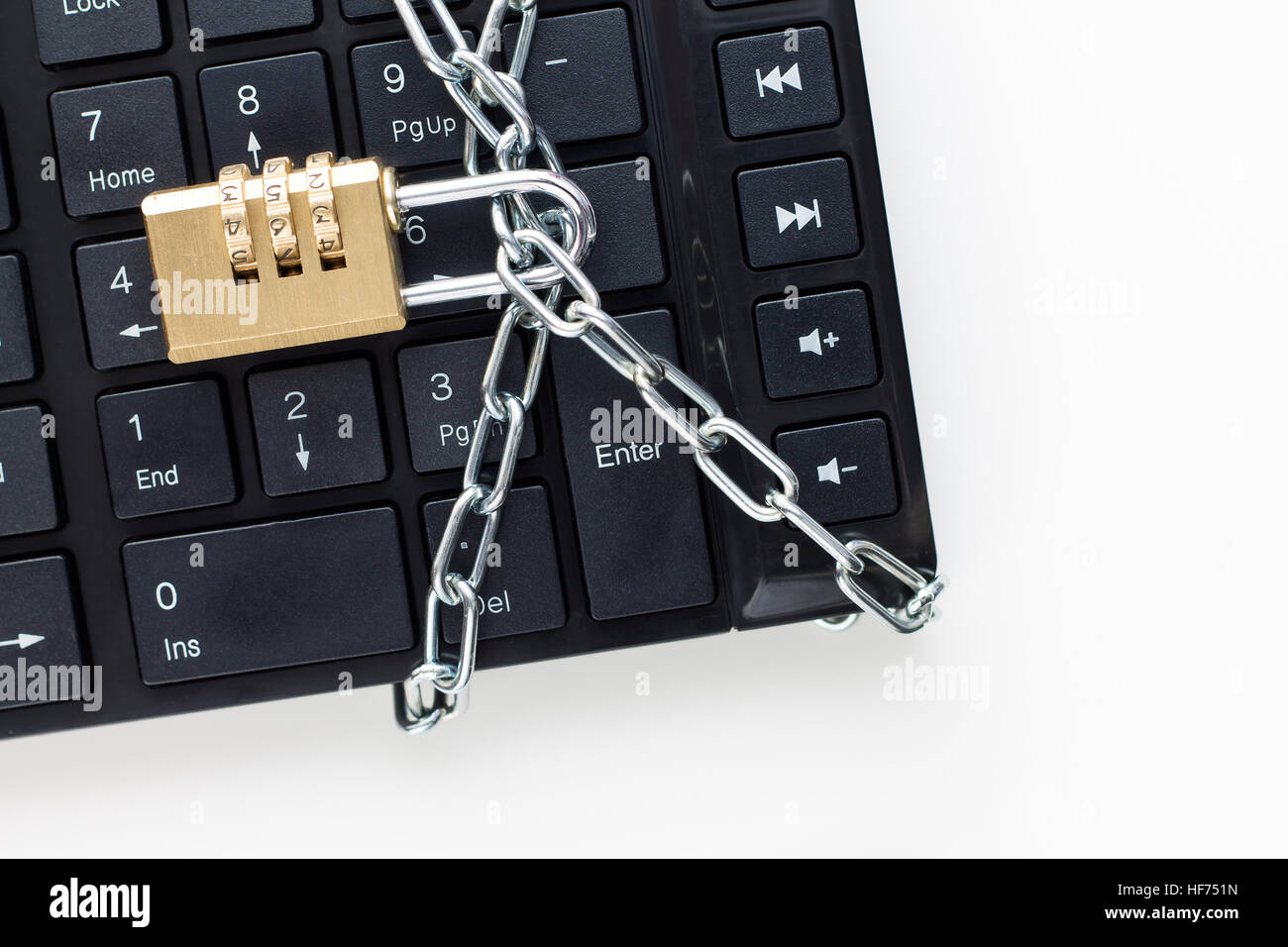Locked chain on computer keyboard. Concept of security Stock Photo Alamy