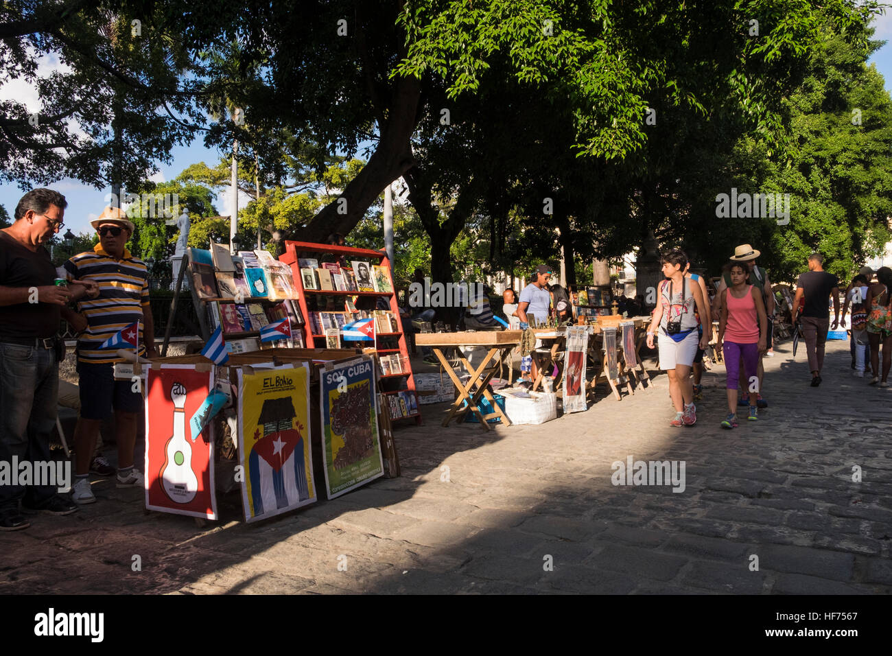 Book sellers stalls in the Plaza de Armas, La Havana, Cuba. Stock Photo